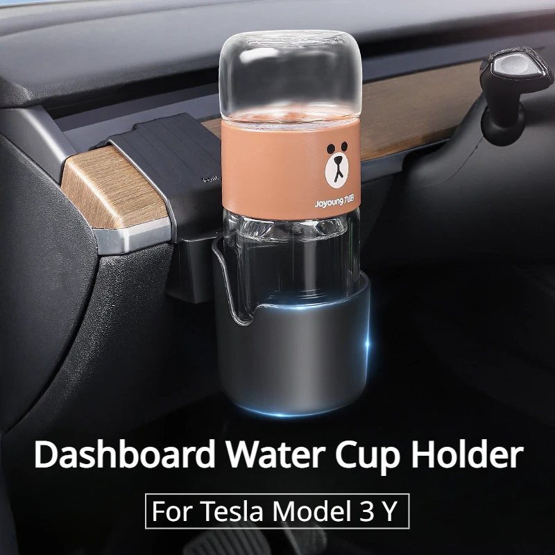 

Держатель для стакана с водой на приборной панели Tesla Model 3 Y, Центральный держатель для телефона, органайзер, левый ящик для хранения, аксессуары для салона автомобиля