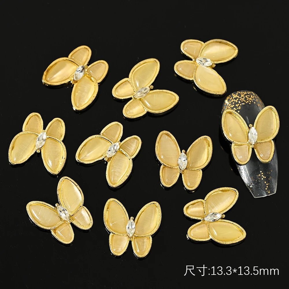 

10 Pcs Butterfly Alloy Nail Charms 3D Butterfly Zircon Diamond Rhinestone Nails Jewelry DIY Nail Art Decoration Accessories