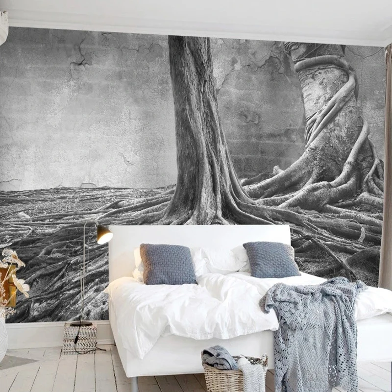 

Wallpaper Nordic Black White Large Tree 3D Photo Mural Living Room Bedroom Background Art Wall Papers Home Decor Eco-friendly