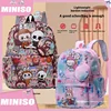 Anime Cartoon Labubu Backpack Kindergarten Backpack Large Class Labubu Printed Cute Reducing Burden Oxford Cloth Backpack 1