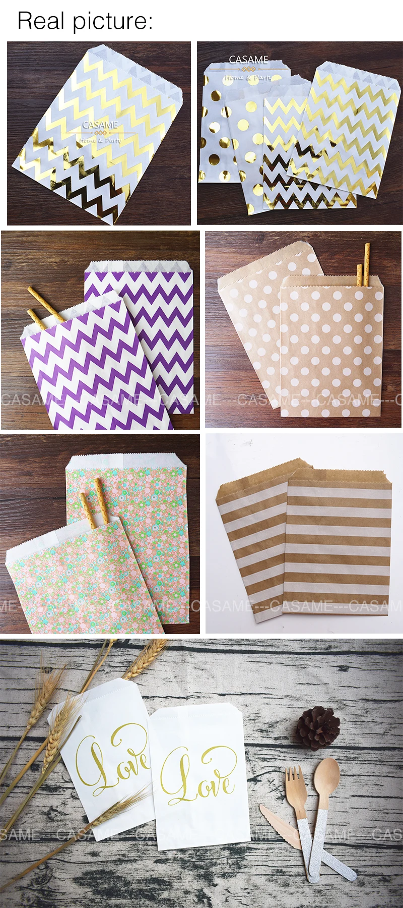 50 Stück Roségold Silber Süßigkeiten Buffet Taschen Polka Dot Star Chevron Stripe Cookie Food Pack Taschen Kindergeburtstag Party Leckerli Gastgeschenk Tasche – Detail 5