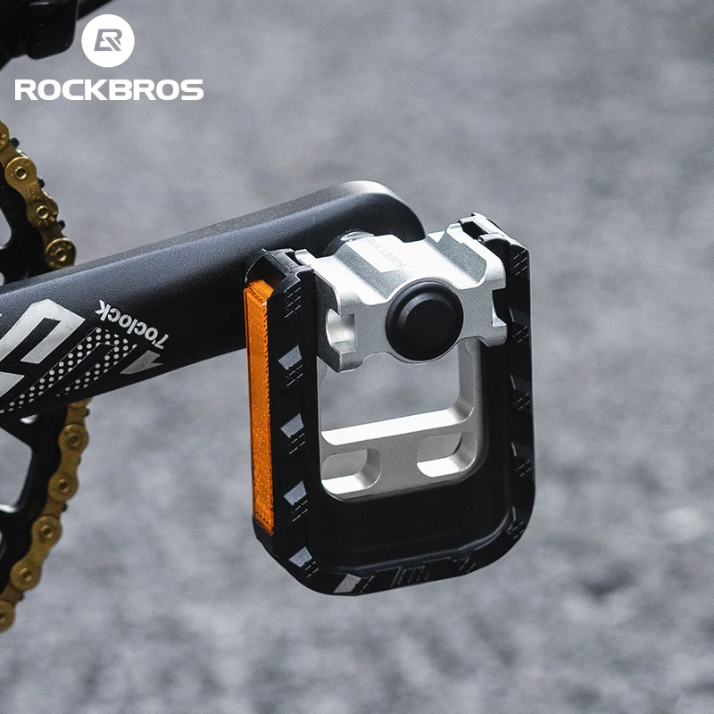 Pedales plegables de bicicleta ROCKBROS, Pedal de bicicleta de montaña MTB de aleación de aluminio, Pedal autolubricante reflectante antideslizante para ciclismo