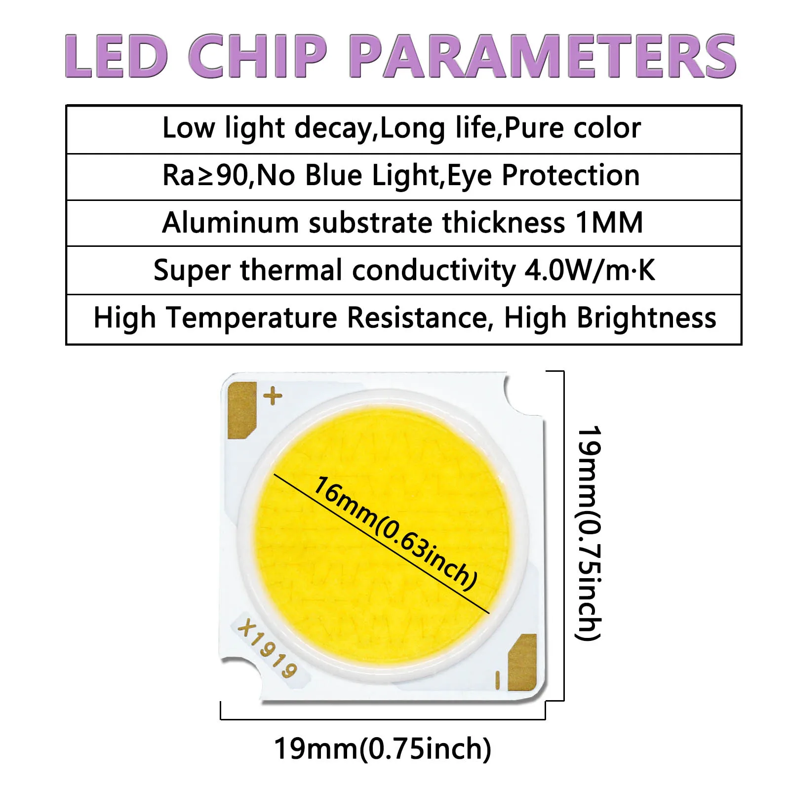 High-Power Bridgelux Chip LED COB Light-Emitting Diode