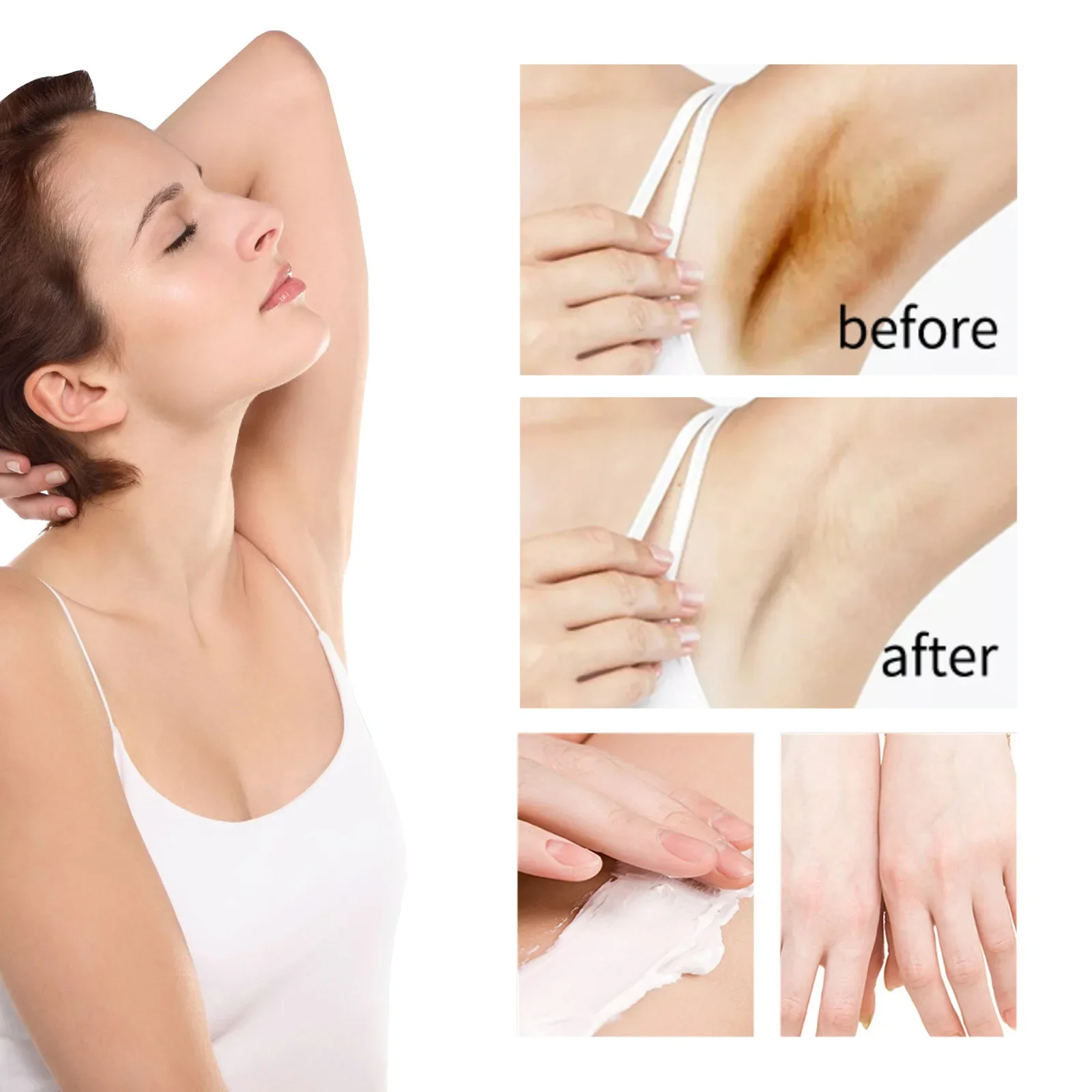 Crema schiarente per il corpo Originale Parti intime Ascelle Zona intima Correttore macchie scure Ginocchio Opacità Pelle Schiarente Crema sbiancante_voghion.com