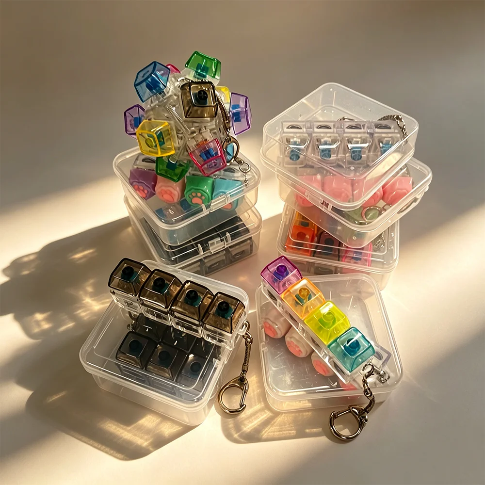 창의적인 LED 라이트업 키체인 피젯 토이, 클릭 가능한 버튼 키보드 디자인으로 스트레스와 불안 해소, 사무실 책상 장식, 재미있는 선물