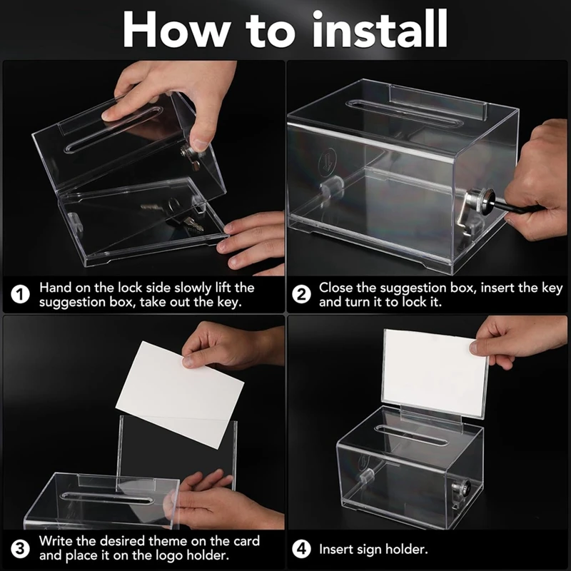 Donation Box 1 Pack With Lock Clear Ballot Box With Sign Holder Suggestion For Fundraising donation box