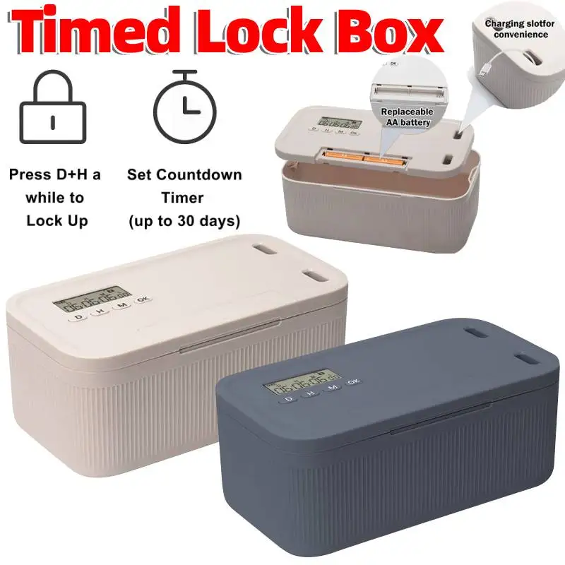 Phone Lock Box Self-Control Lockable Storage Box Time Locking Container ...