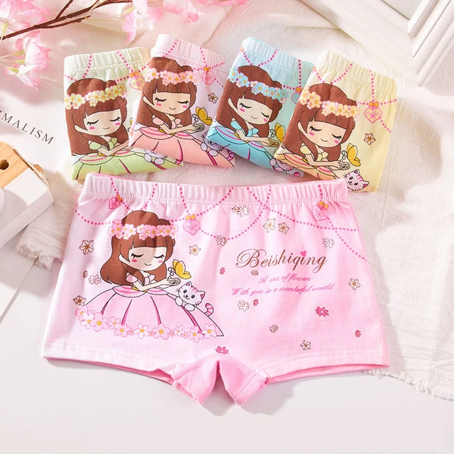 4 Pcs/lot Children Girls Underwear Kids Boxer Briefs Child Soft High  Quality Soft Cotton Girls Panties Breathable For 2-12Y