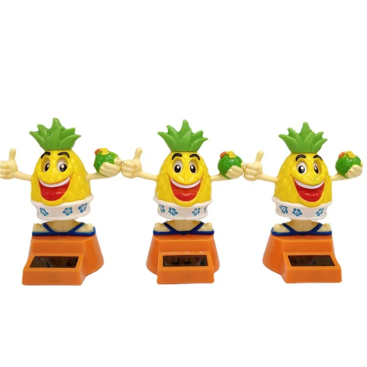 1Pcs Creative Funny Solar Pineapple Head Toys Kids Cartoon Puzzle Solar Powered Toy Shaking Home Desk Decor Ornament Gift