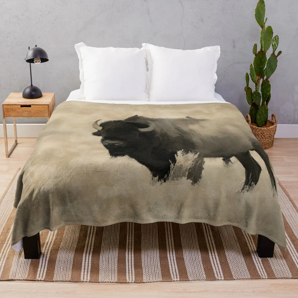 

American Buffalo-Plains Bison Throw Blanket blankets and blankets Beach Blanket blankets and throws