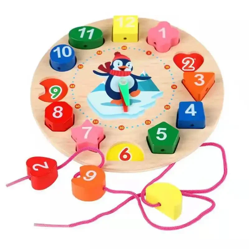 Montessori Wooden Toys for Boy Girl Gift Baby Development Games Penguin Duck Shape Wood Puzzle for Kids Educational Learning Toy 3