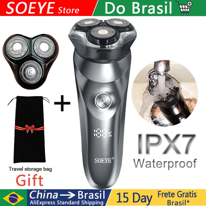 

Электробритва мужская со светодиодным дисплеем, IPX7, водостойкая