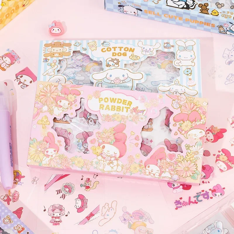 

Sanrio Kuromi Cinnamoroll Hello Kitty Stickers Cartoon Gift Pack Student Handbook Decoration Kawaii Stationery Stickers Gift