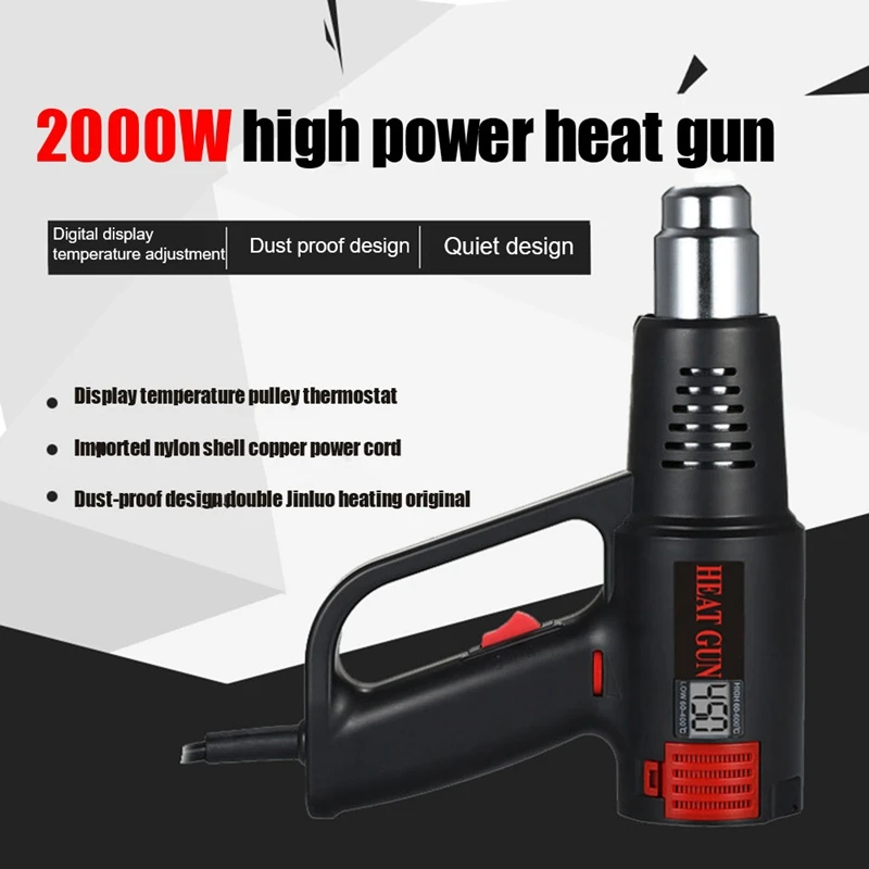 2000W Smart Hot Air Blower Heat Fast Heating LCD Digital  Temperature-Controlled Heat Blower Black - AliExpress