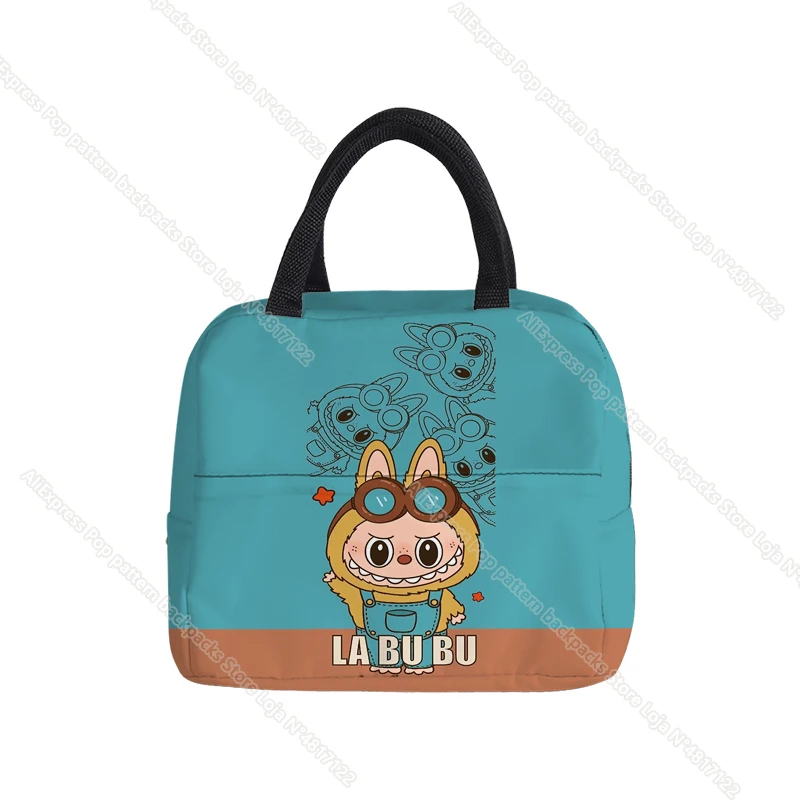 labubu Lunch Bag for Boys Kids Girls Cartoon abubu Waterproof Cooler Lunch Box Tote Insulation Package Portable