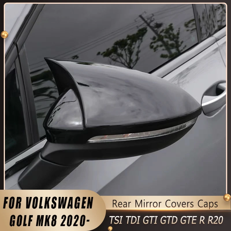 2pcs Side Rearview Mirror Cover Caps For Vw Golf Mk8 Tsi Tdi Gti Gtd