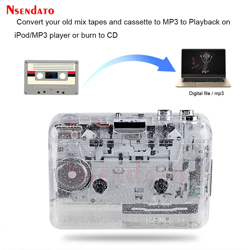 Stero Cassette Capture Radio To MP3 Converter Audio Player Portable Tape Recorder USB Cassette Player Save MP3 File to PC iPod