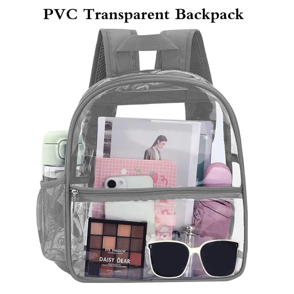 Transparenter Rucksack Studenten tasche große Kapazität wasserdichter Reiß verschluss Reisetasche Unisex Schulter rucksack Outdoor-Zubehör