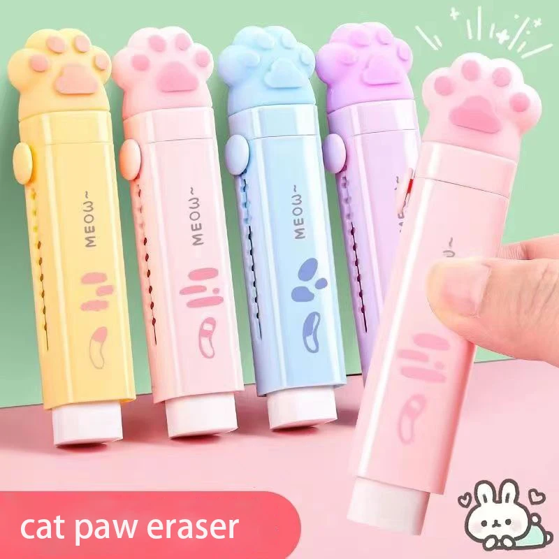 

Cute Cat Paw Push-pull Eraser with Replaceable Rubber Core Kawaii Pencil Eraser Korean Stationery Writing Drawing Tools Office