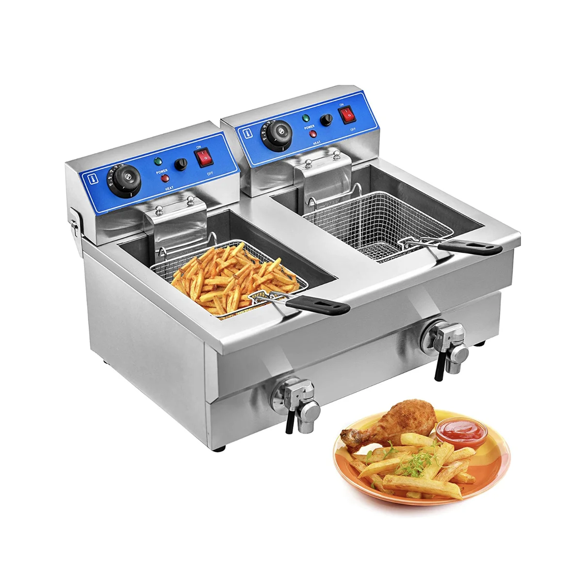 Smart Independent Temperature Control Electric Food Frying Furnace Potato Stainless Steel 4L Deep Fryer