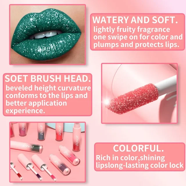 18 Color Sexy Red Diamond Glitter Lip Gloss Metallic Waterproof Long Lasting Matte Shimmer Liquid Lipstick Women Makeup Cosmetic