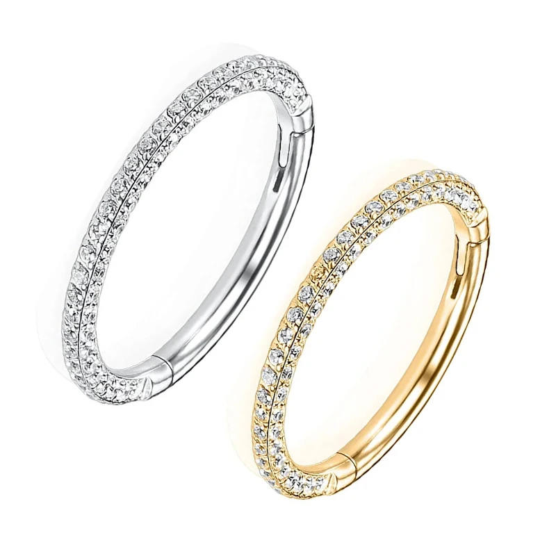 1PC G23 Titanium Hinged Segment Nose Ring Clicker Helix Conch Piercing Cartilage Tragus Earring Lobe Hoop CZ Piercing Jewelry