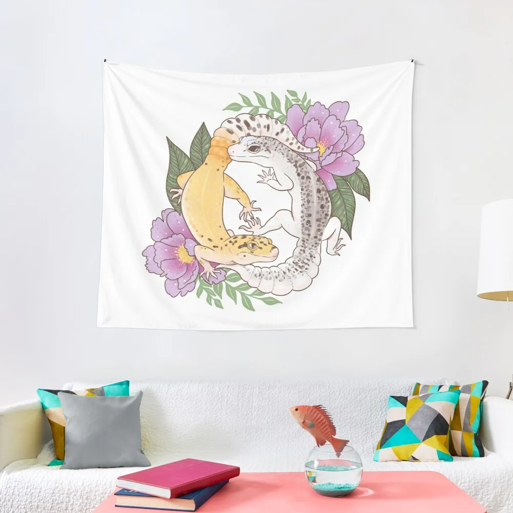 

Leopard Geckos and Peony Tapestry Home Decoration Products Room Decor