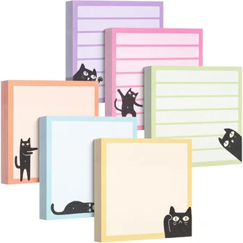 Blocco Note Adesivo a Forma di Gatto Cartone Animato, Blocco Memo Strappabile Ripiegabile per Pianificazione Quotidiana e Messaggi da Frigorifero, Stile INS