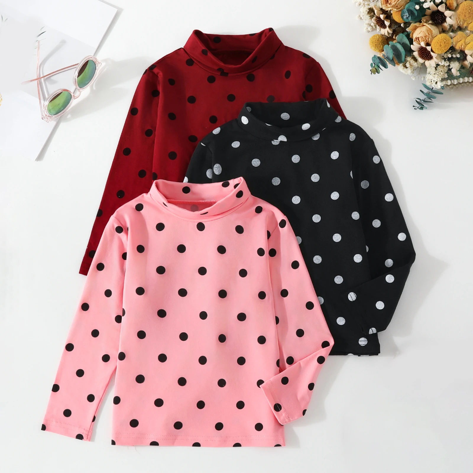 

Girls' Fashion Dot Bottom Shirt3ps