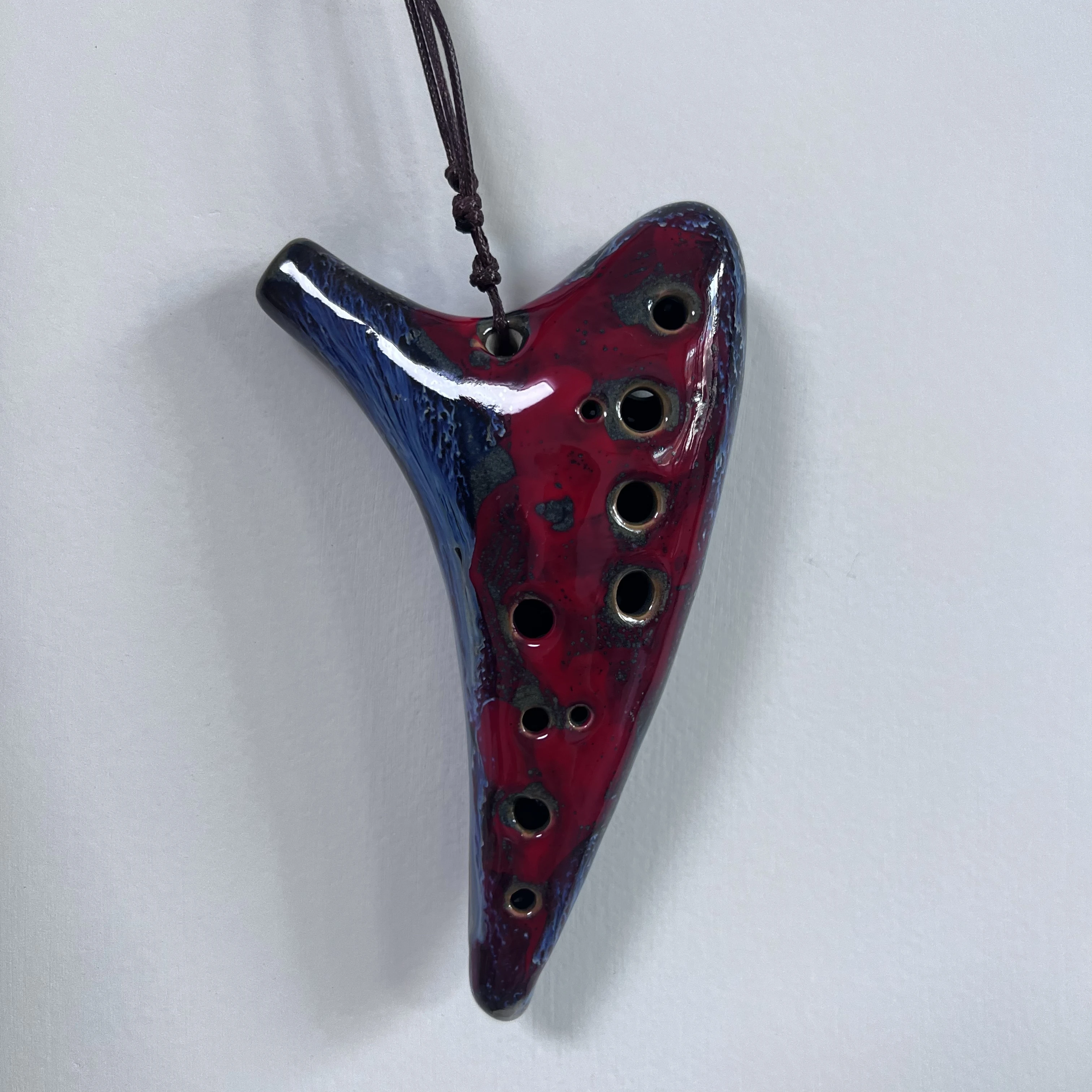 Ceramic Ocarina Handmade Ocarina 1pc antique lacquer handmade red and blue 12-hole ceramic ocarina musical instrument teaching and playing