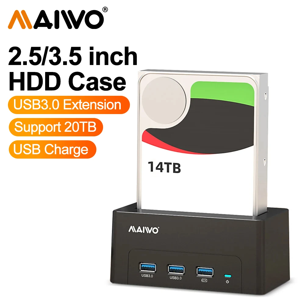 Maiwo-hard Disk Drive Dock Docking Station Usb para Sata Hdd Ssd Portas Usb 3.0 Fast Charge Port Case Hdd 25 Polegadas 35 Polegadas