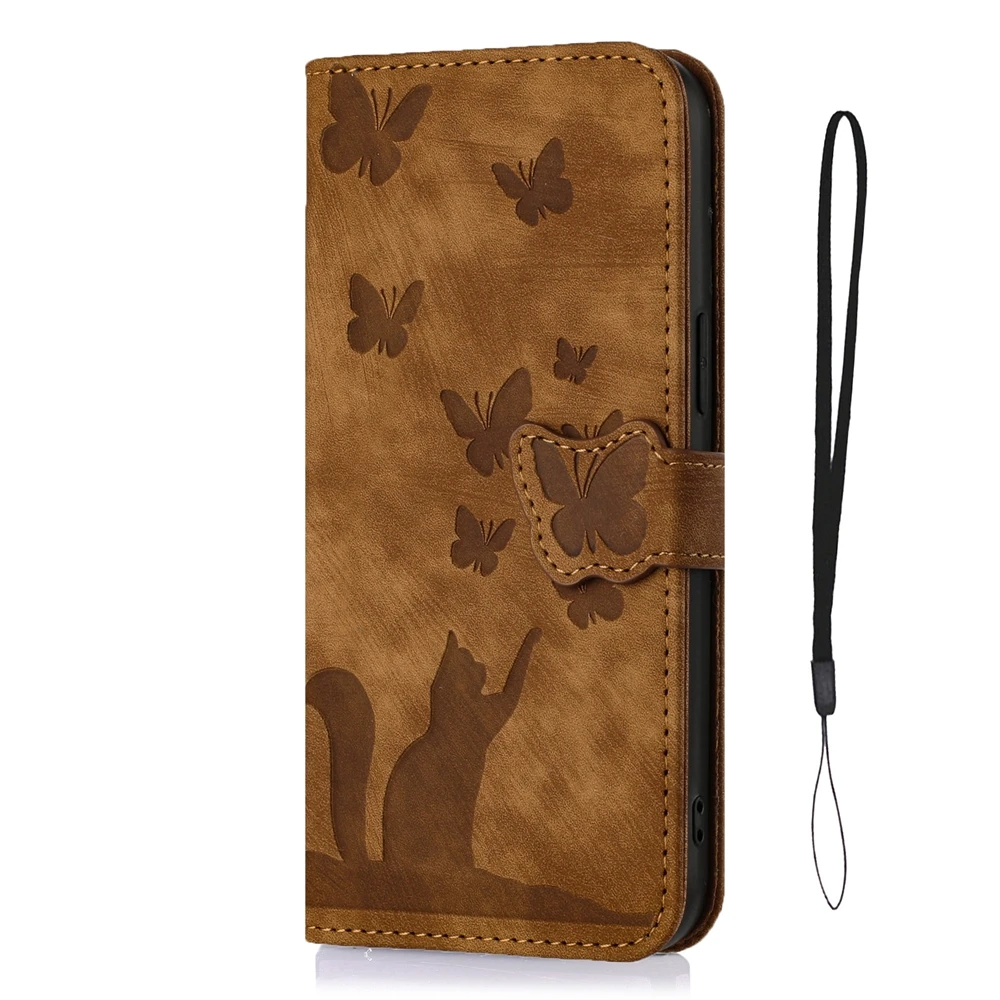 Cute Cat PU Leather Wallet Phone Case - Stylish Flip Back Cover