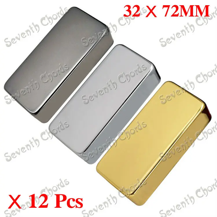 

12 Pcs Sealed Type Electric Guitar Brass Humbucker Pickup Covers Lid - Chrome - Black - Gold / 72mm X 32mm