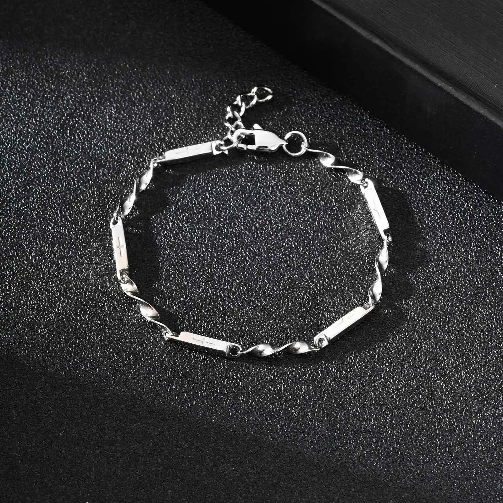 Mobius Bamboo Bracelet for Men Boys,Cross Hollow Tube Chain Bracelet,Simple Jewelry Gift