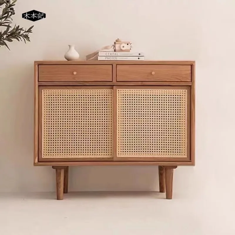Japanese Solid Wood Sideboards Nordic Living Room Vestibule Chest of Drawers Kitchen Cabinets et Dining Room Furniture FYSB