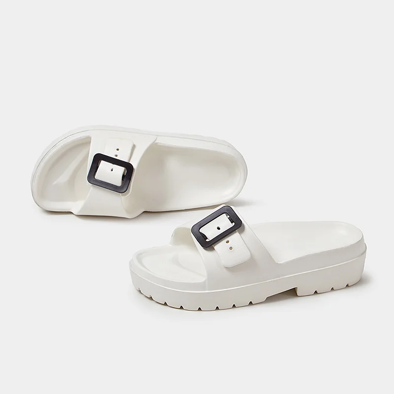 Summer Slippers Women Indoor Eva High Soft Bottom Sandals Open Toe Trend Slides Square Buckle Outdoor Light Beach Shoes Slippers
