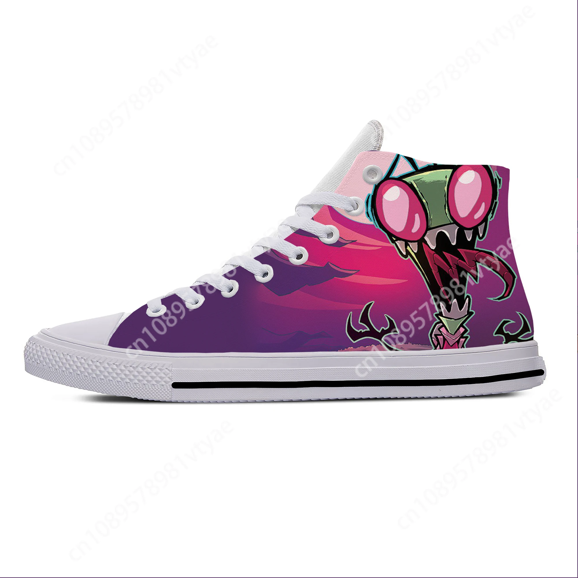 Hot Zim Anime Manga Cartoon Funny Fashion Invader Casual Cloth Shoes High Top Lightweight Breathable Custom Men Women Sneakers 4