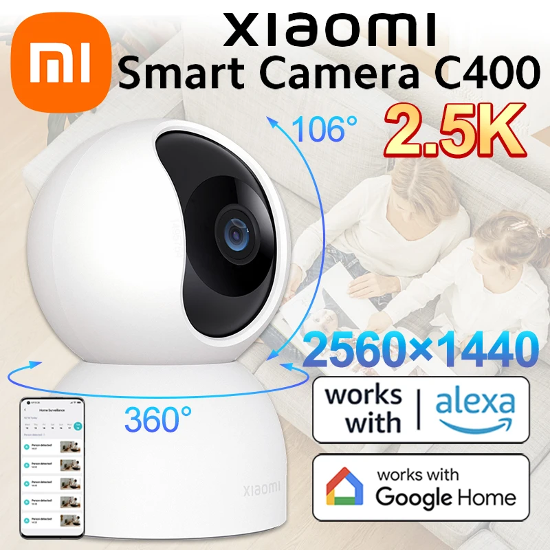  Xiaomi Smart Camera C400, 4MP, 360° Rotation, AI Human  Detection, 2.4GHz / 5GHz Wi-Fi Support, White : Electronics