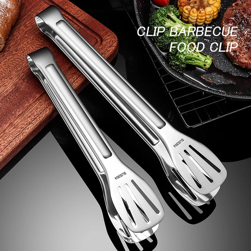 9/12/14 In 304 Stainless Steel Food Clip food tongs Steak Bread BBQ Meat Salad fruit Picnic Party Kitchen Baking Cooking Tools