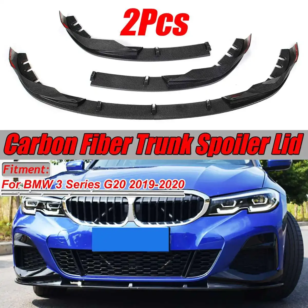 

Glossy Black/Carbon Fiber Look G20 2PCS Car Front Bumper Lip Splitter Body Kit Spoiler Diffuser For BMW 3 Series G20 2019 2020