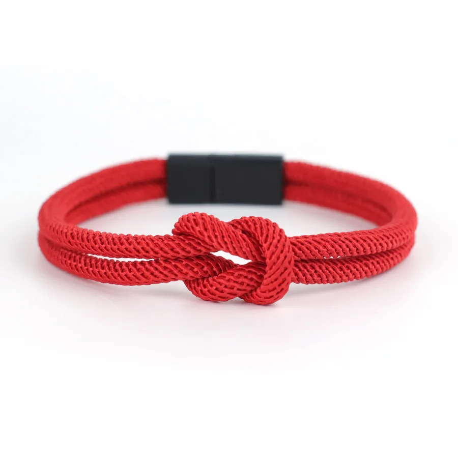 Mens Red String Bracelet Concentric Design Lucky Charm Accessory