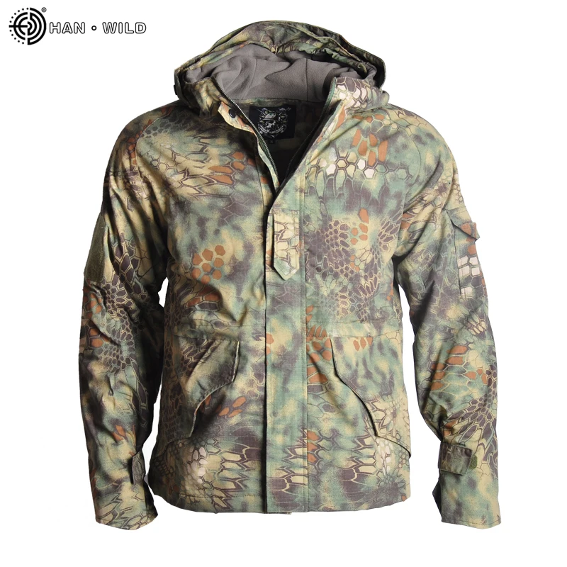 Comprar Chaqueta de caza de camuflaje impermeable de concha suave para  hombre, forro polar cálido con capucha, ropa de caza de camuflaje, abrigo  táctico militar, cortavientos para exteriores, talla EE. UU.