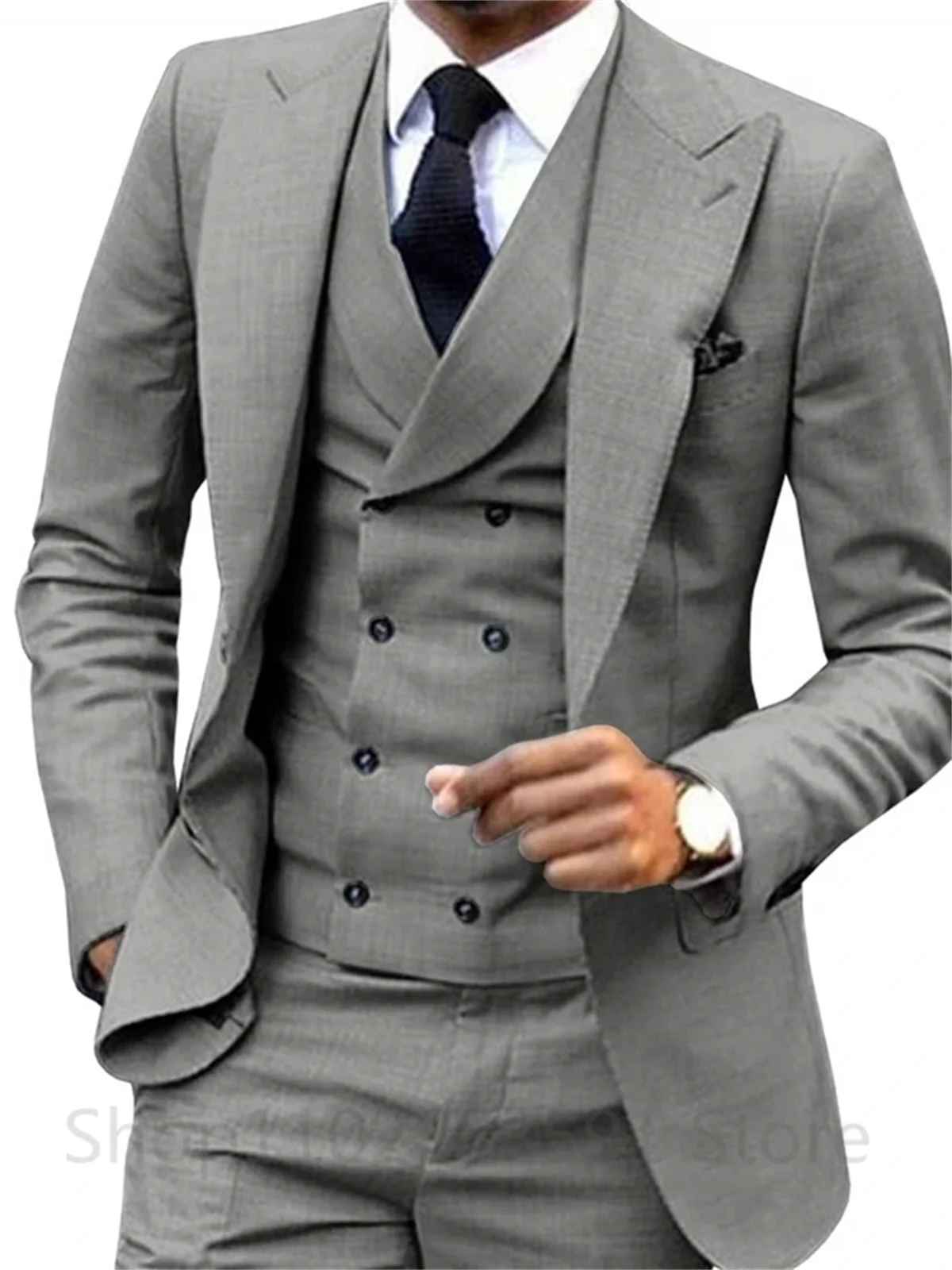 3 Piece Men Wedding Suit Prom Dress Business Men Suit Set Slim Fit Groom Tuxedo Male Blazer British Style