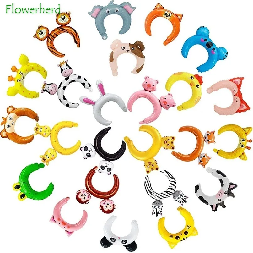 24 Pack Inflatable Animals Headband Zoo/Safari Balloons Hat for Jungle Theme Birthday Party Children's Day Kids Filler,foil balloons,latex balloon,birthday balloons,birthday balloon set,party balloon set,birthday party decoration set,metallic sequin balloons,balloon arch kit,foil number balloons,metallic gold balloons