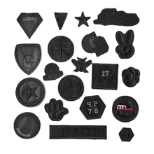 Leather Repair Patch Adhesive Black PU Embroidered Artificial Clothes Badge for Clothing Bag Thermoadhesive Decorative Stickers
