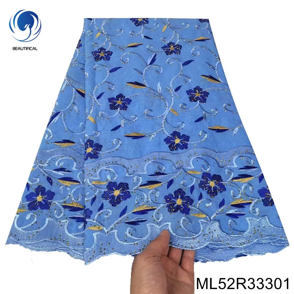

Classical Elegance Nigerian Swiss Voile Lace Fabric 100% Cottin Embroidery and Rhinestone Craft for Party Dress ML52R333