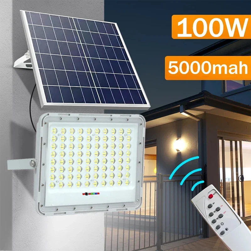

Super bright 5000mah Solar LED Light Outdoor Solar Spotlights Outdoor Garden House Remote Control IP65 Flood Light Solar Lamp