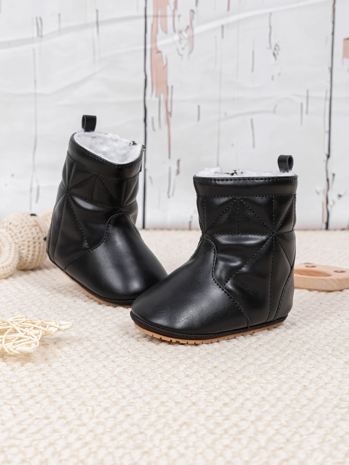 Meckior Neugeborenen Baby Stiefel Plüsch Winter dicken Boden warme Socken Stiefel weichen Boden bequeme Anti-Rutsch-Stiefel Kleinkind Schneeschuhe – Detail 3