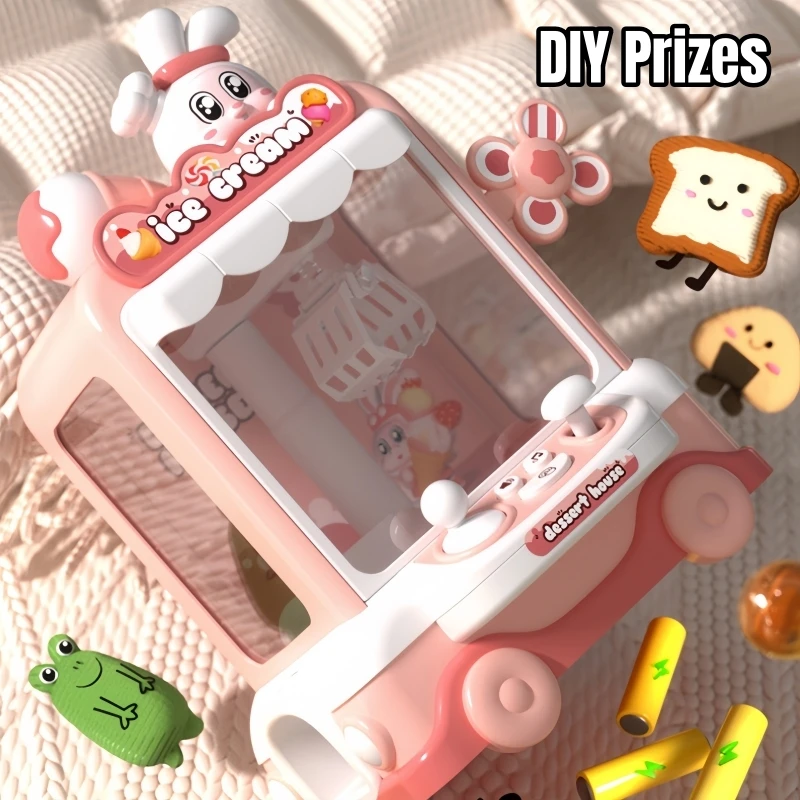 Kids Mini Claw Machine Cartoon DIY Prizes Gashapon Plush Doll Arcade Crane Vending Machine for Children Birthday Christmas Gifts 6