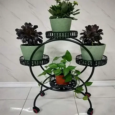 European Style Iron Art Living Room Flower Rack Balcony Floor Type Green Rose Rack Multi-Layer Indoor Flower Pot